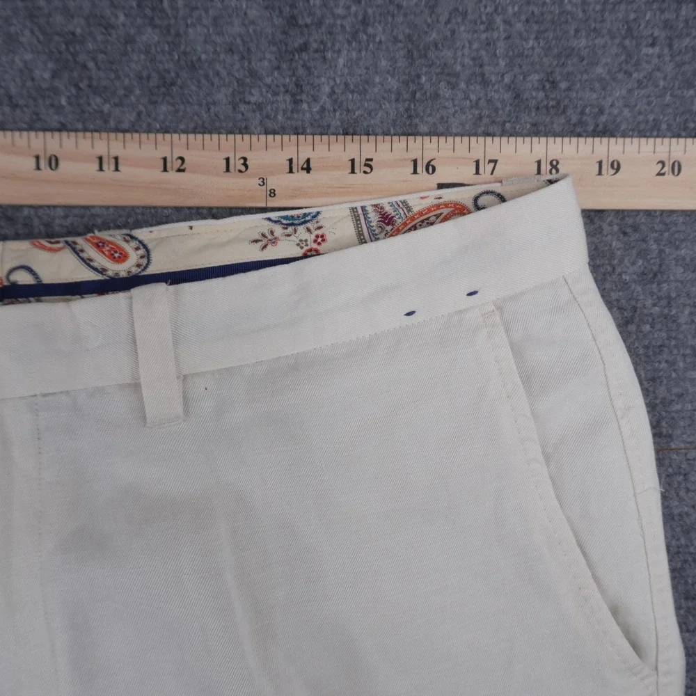 Tommy Bahama Dress Pants Mens 35x32 Off White Linen Lyocell Blend Straight Leg